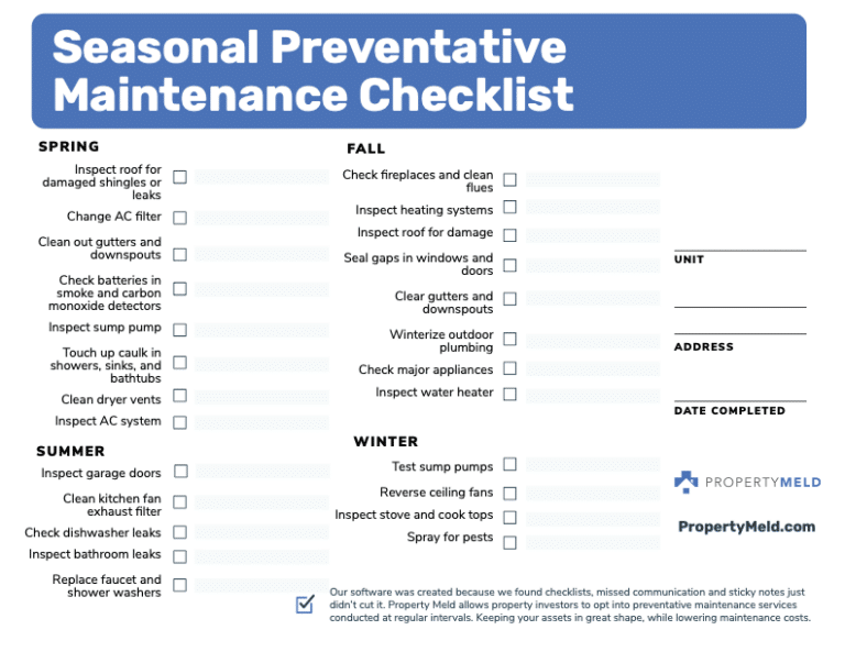 preventative maintenance checklist