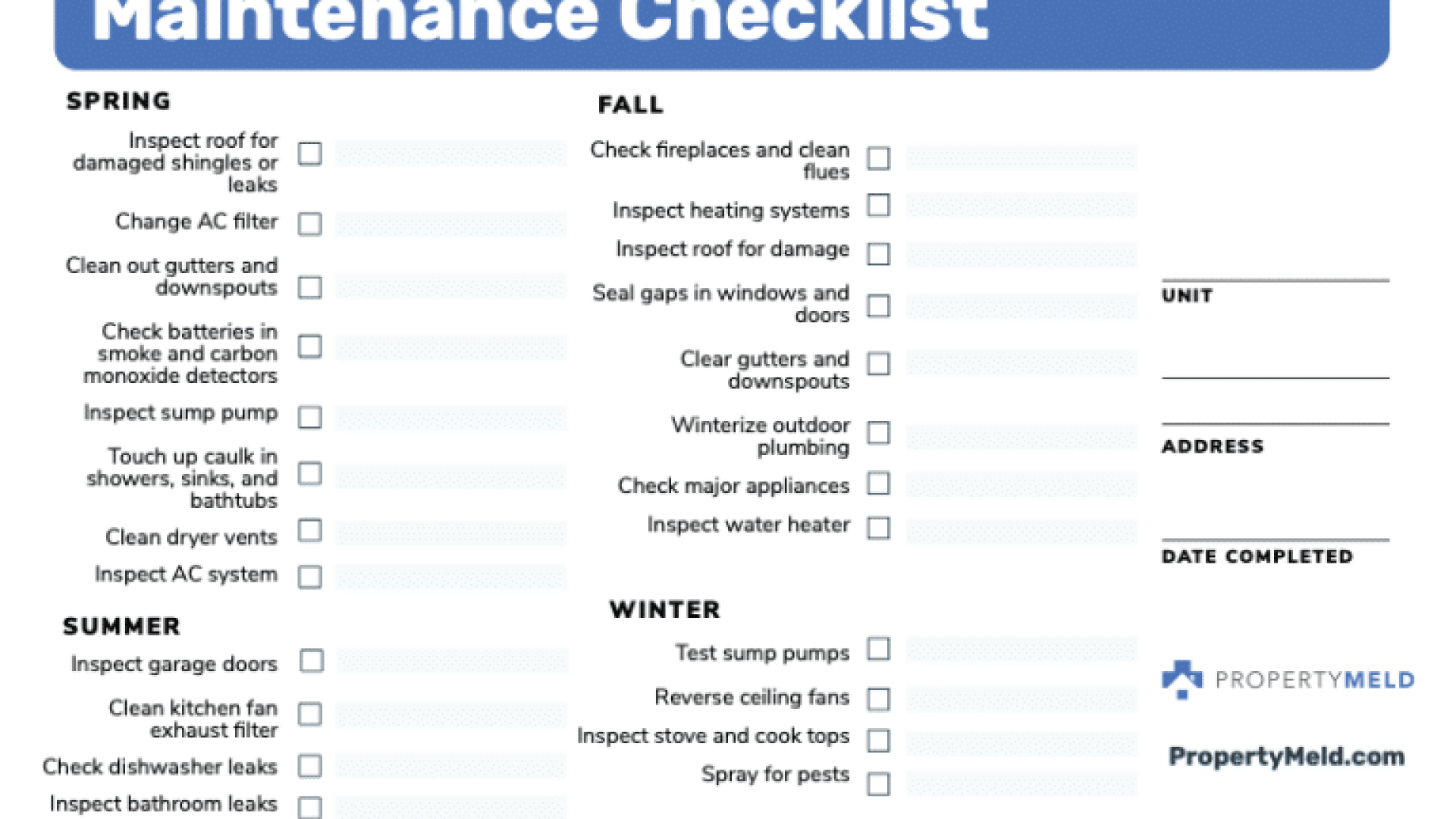preventative maintenance checklist